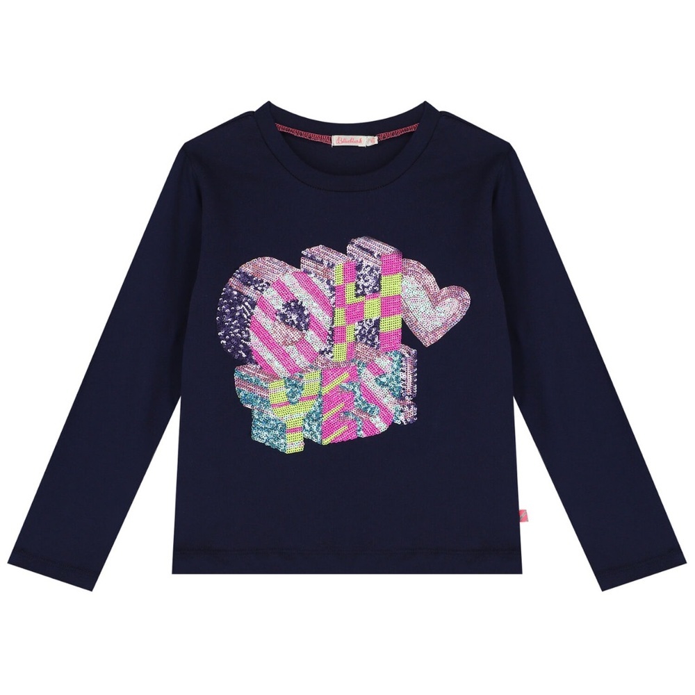 Billieblush Girls Sequin Tee Shirt Size 6 Long Sleeve "Oh Yes"